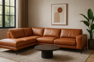Leren hoekbank met luxe uitstraling